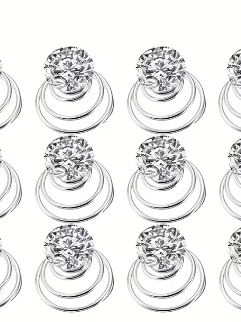 Classic Crystal Stud Drop Earrings - Silver